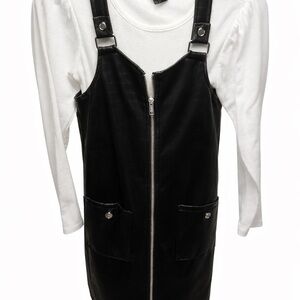 Black Girl’s Size 8  Overall Dress with White Long Sleeve